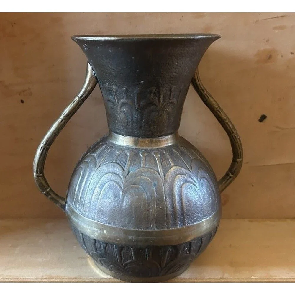 Vintage Decor Brass Vase Mid Century Modern Old Hollywood For Flowers Gorgeous